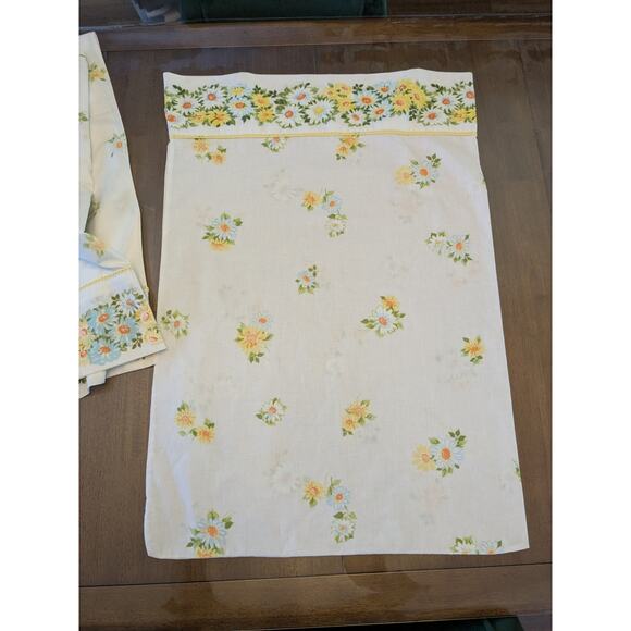 Vintage Pequot/Morgan Jones Cotton Twin Flat Sheet & Pillowcase Set Daisy Floral - Picture 7 of 10
